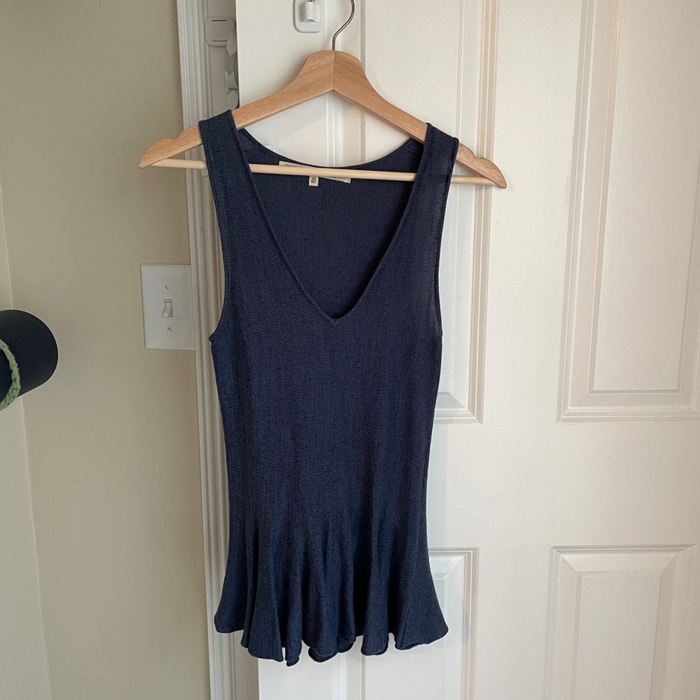 Rachel Roy XS blue knit peplum shirt
